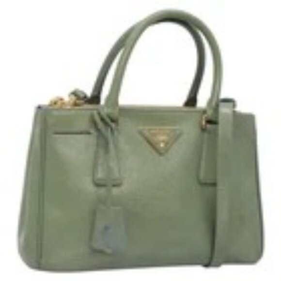PRADA Galleria Hand Bag Safiano leather 2way Gold Light green Auth 133778 - Picture 1 of 16